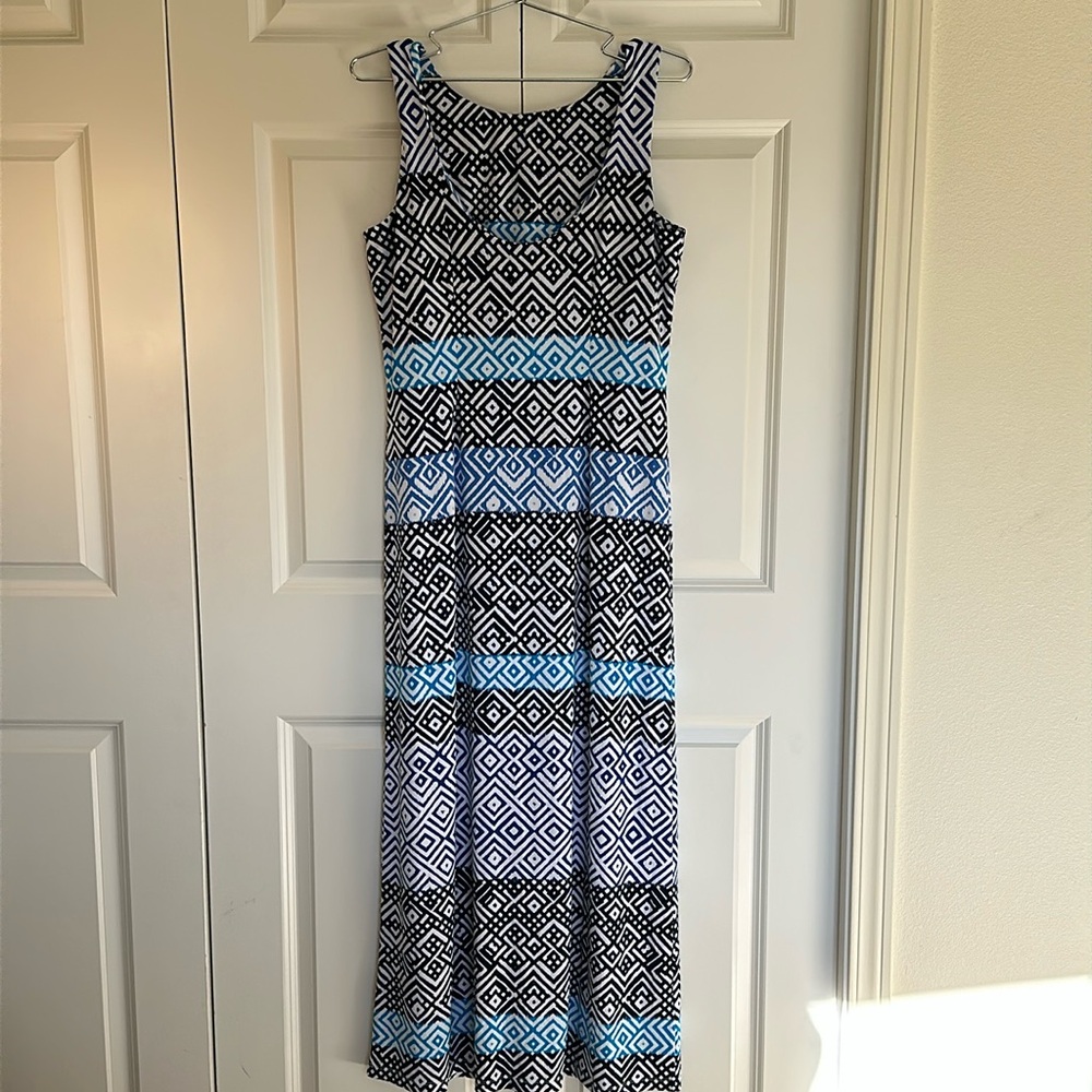Tommy Bahama Maxi dress Size M Mayan Maze. Blue Ocean Deep. Tank style NWT